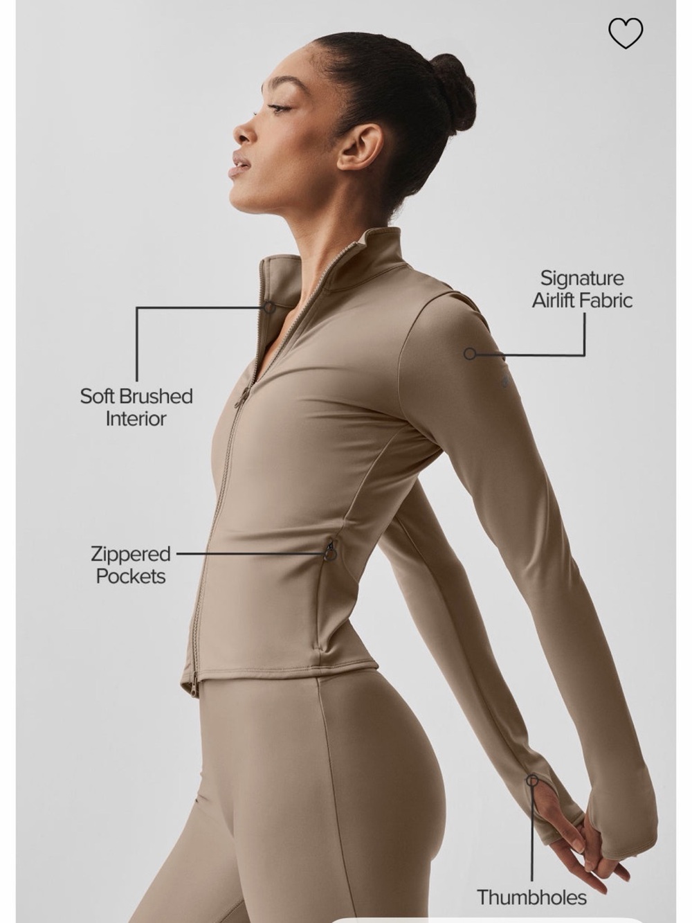 ALO Yoga airlift zip jacket in gravel S